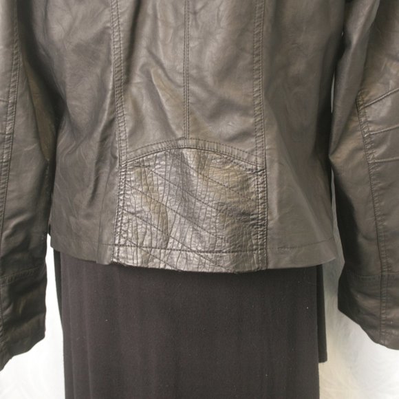 Synthetic Leather Bomber Jacket - Picture 6 of 6